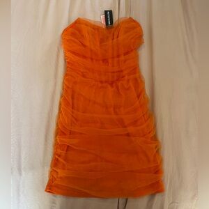 Pretty little thing orange strapless mini dress